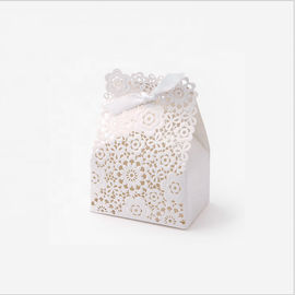 Hollow Luxurious Wedding Candy Box , White Personalized Candy Boxes